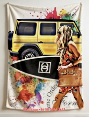 Chanel Surfboard CC Logo Luxury SUV Fashion Flannel Sofa Throw Blanket IMG_6787